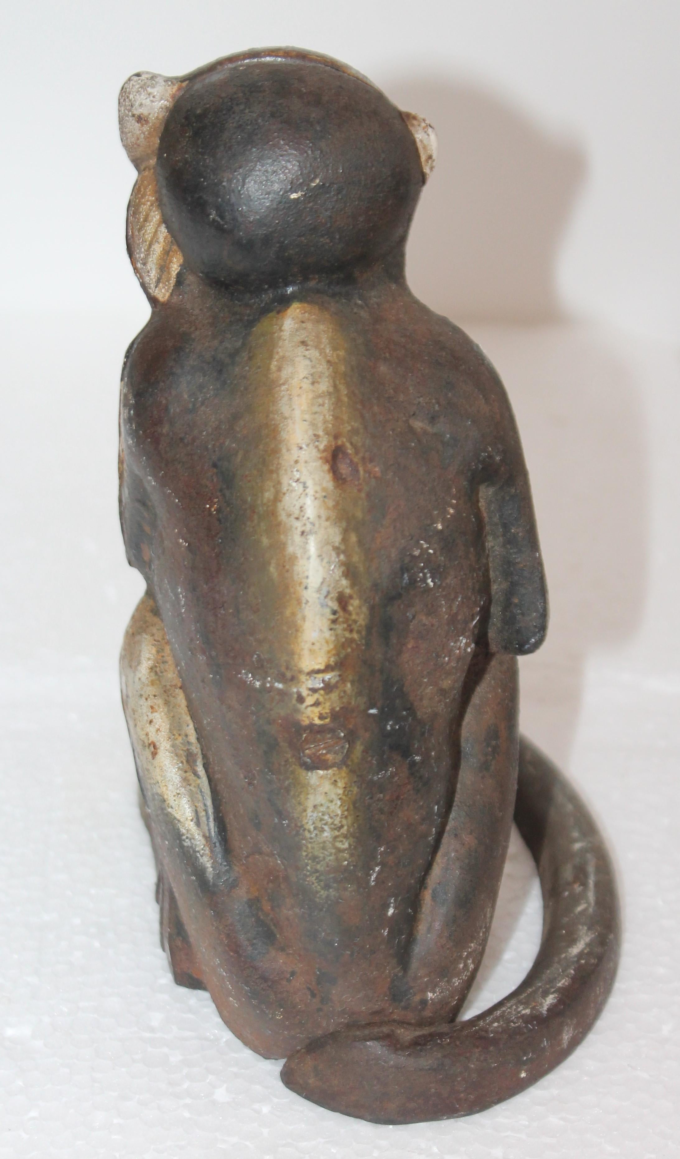 Adirondack Cast Iron 19th Century Monkey Bank in Original Painted Surface