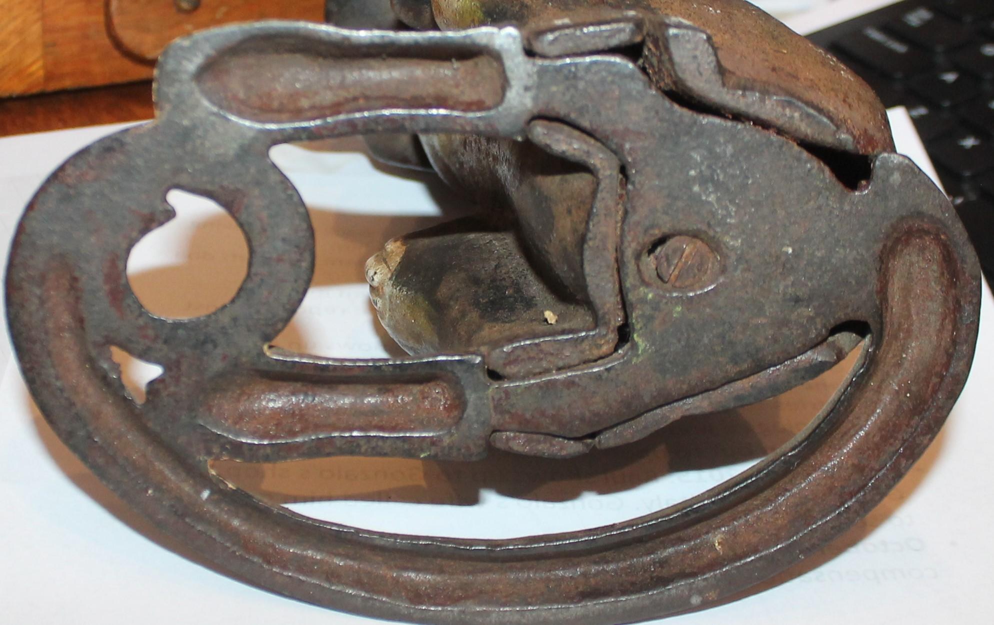 American Cast Iron 19th Century Monkey Bank in Original Painted Surface