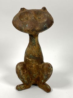 Cast Iron Abstract Cat Sculpture / Door Stop