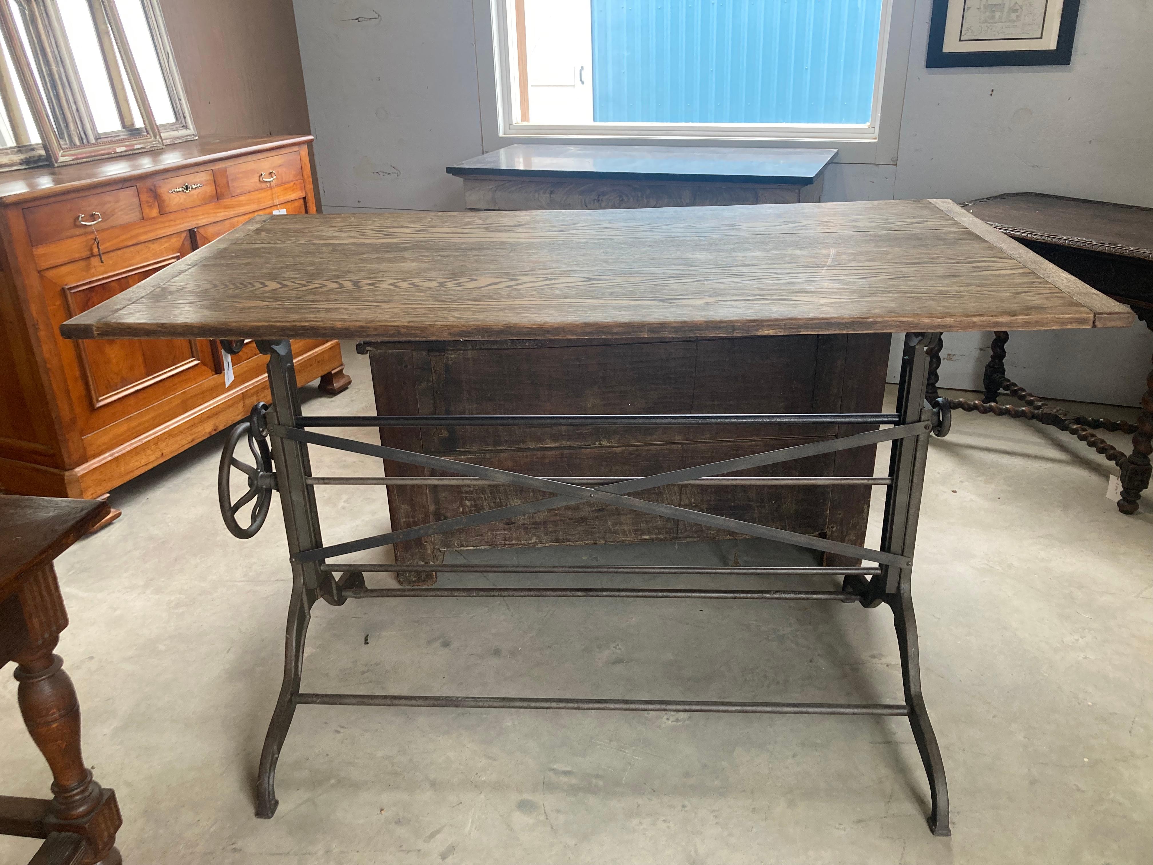 Cast Iron Adjustable Drafting Table, circa 1900 7