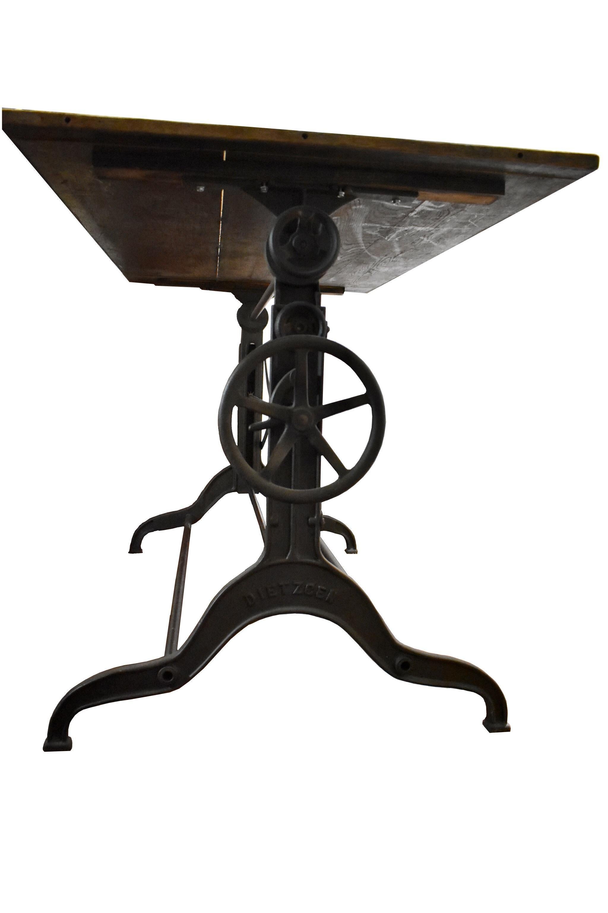 Industrial Cast Iron Adjustable Drafting Table, circa 1900