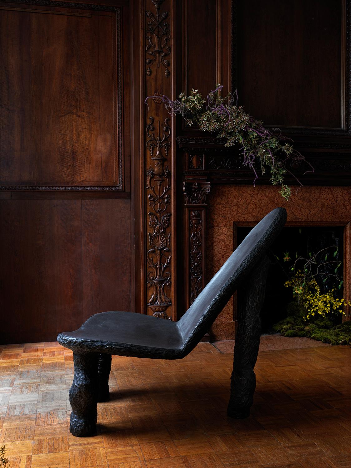 American Sculptural Cast Iron Tripod Low Chair  For Sale
