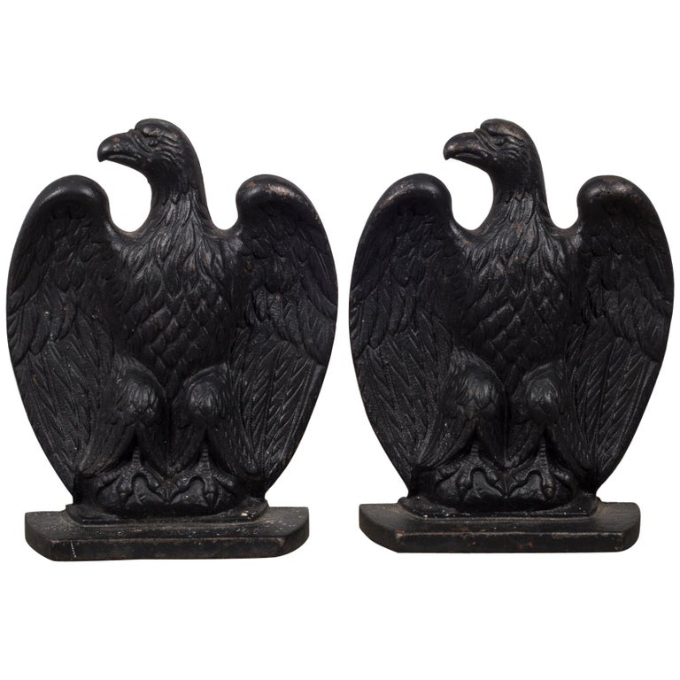 Cast Iron American Eagle Bookends by Emig c.1945 at 1stDibs
