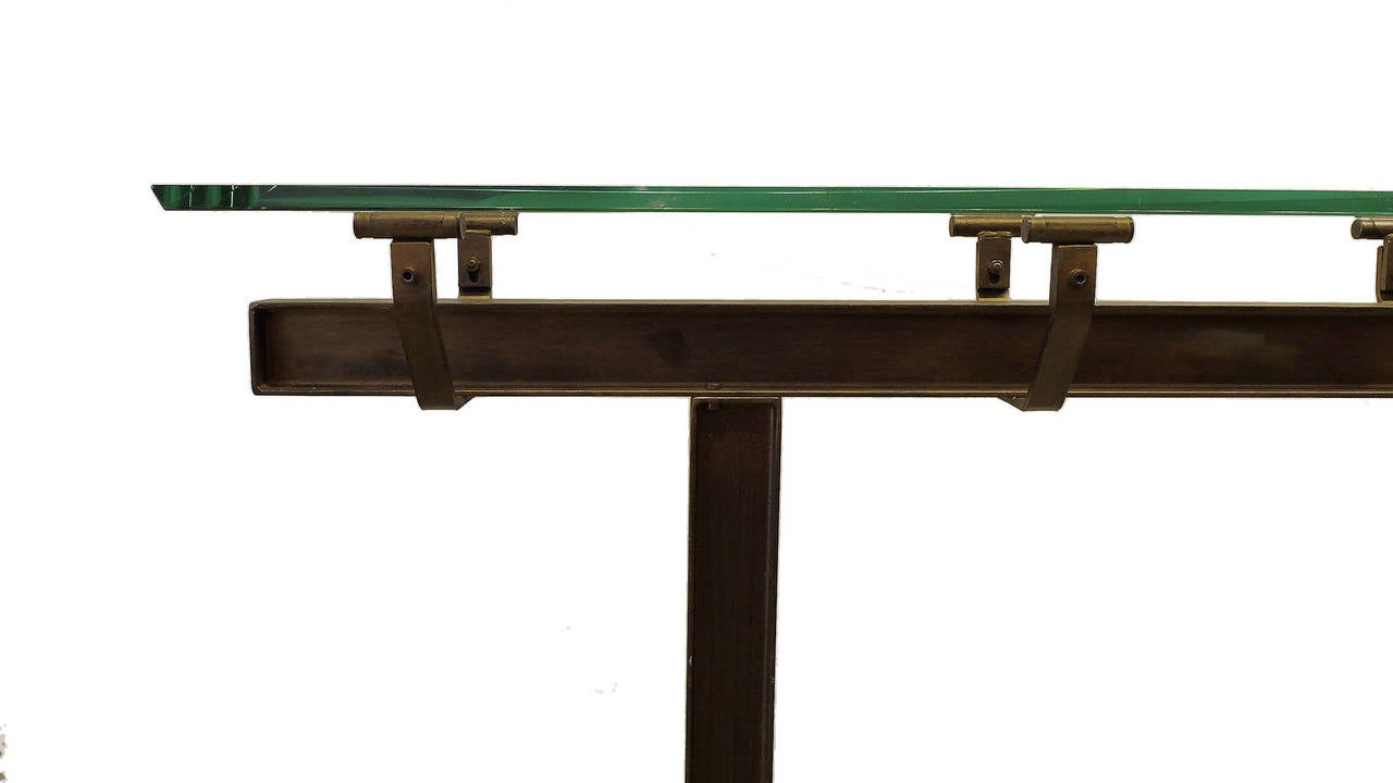 Cast Iron and Glass Italian Console Table 2