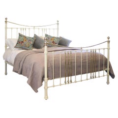 Cast Iron and Brass Bed in Cream, MSK59