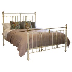 Antique Cast Iron and Brass Bed in Cream MSK60