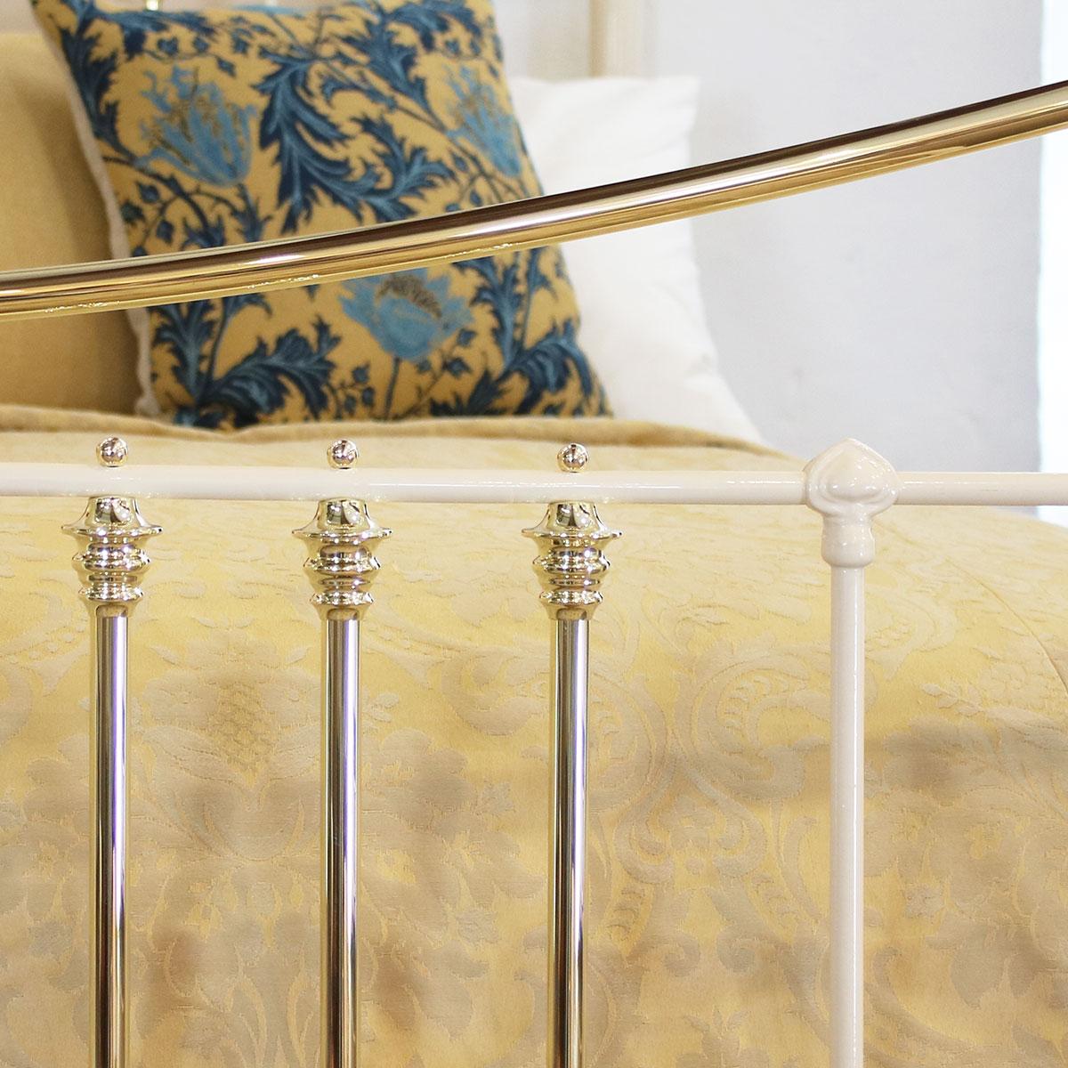 Victorian Cast Iron and Brass Bed in Cream MSK61