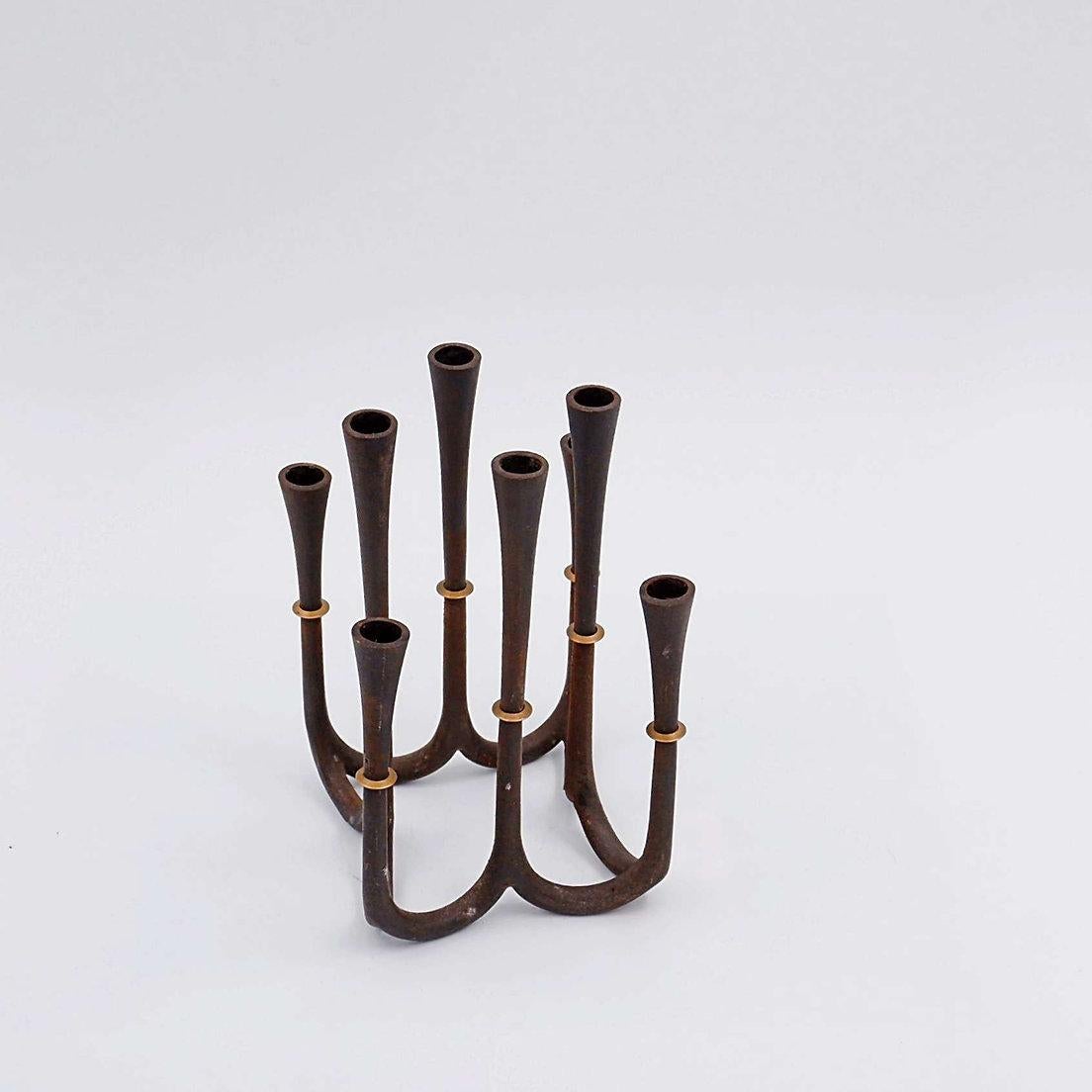 Portacandele in ghisa e ottone di Jens Quistgaard per Dansk Designs, anni '60 in vendita 2