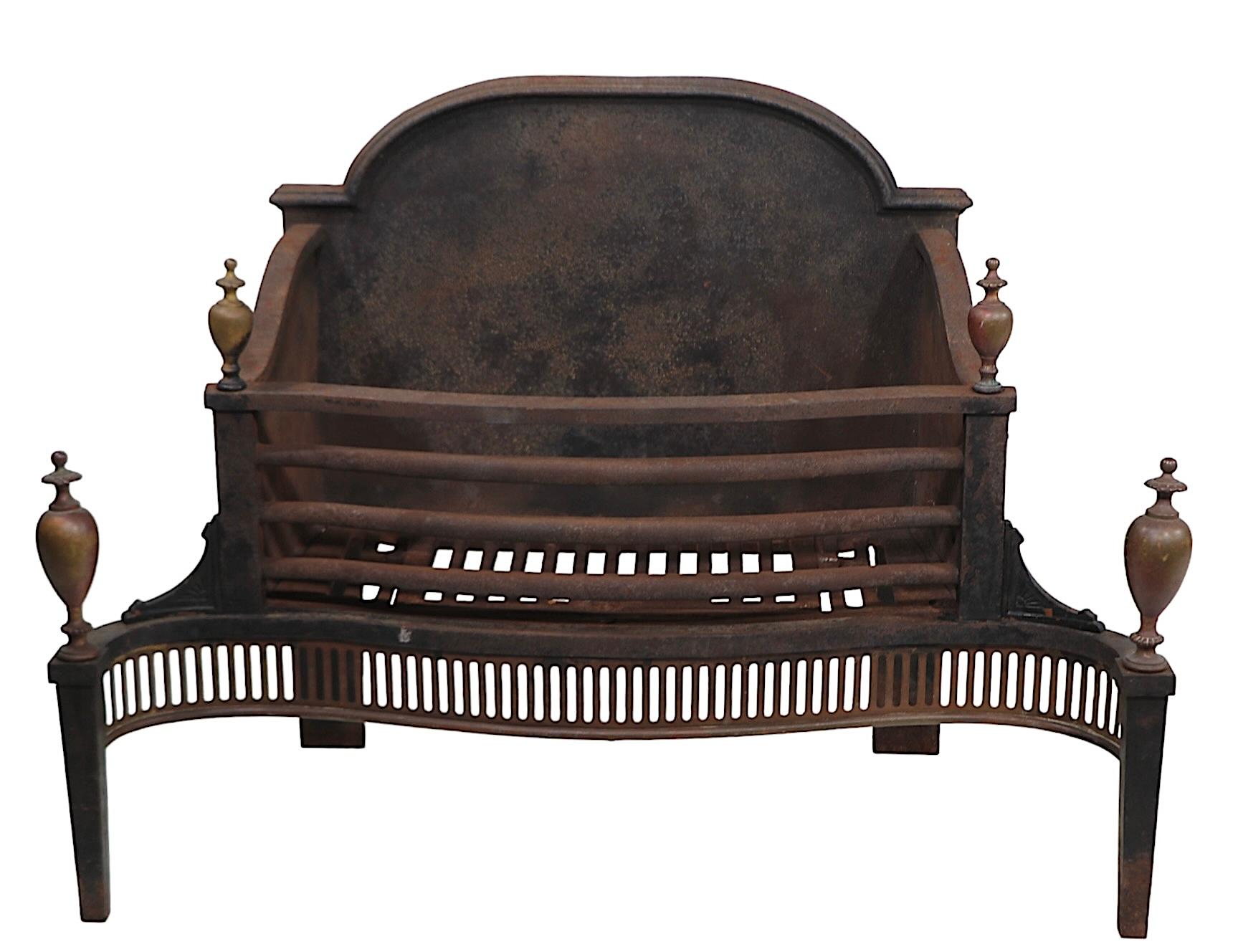 Cast Iron and Brass Coal Grate 19th C  For Sale 8