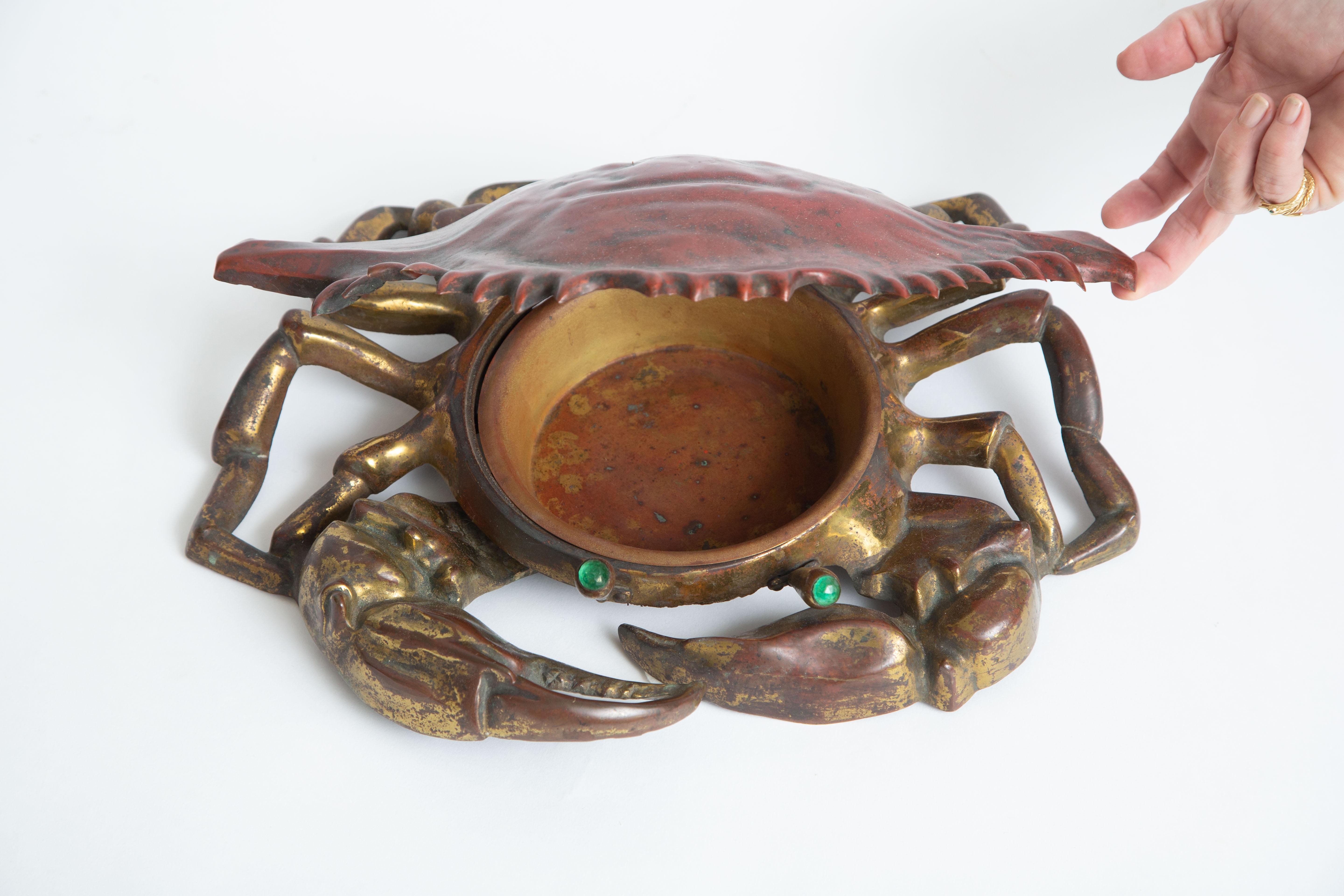 Cast Iron and Brass Crab Box In Good Condition In West Palm Beach, FL