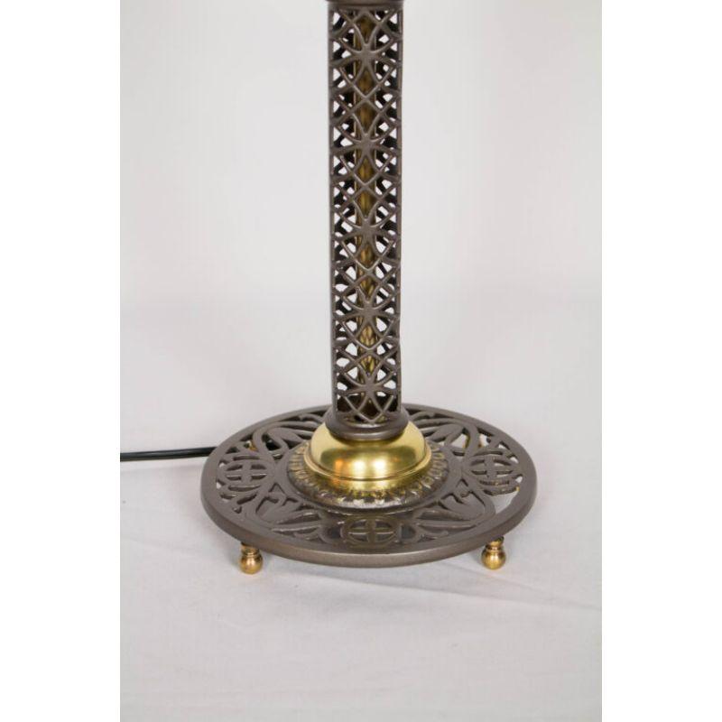 Aesthetic Movement Cast Iron and Brass Filigree Lamp For Sale