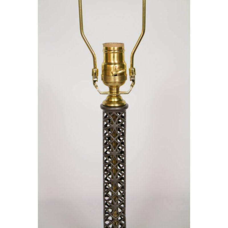 American Cast Iron and Brass Filigree Lamp For Sale