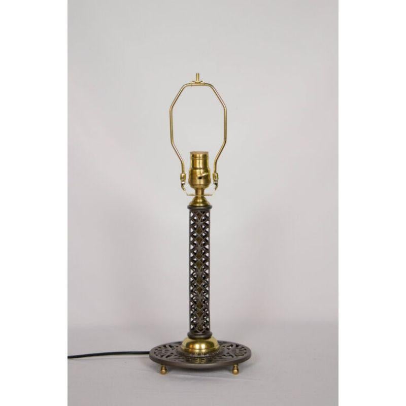 Cast Iron and Brass Filigree Lamp In Excellent Condition For Sale In Canton, MA