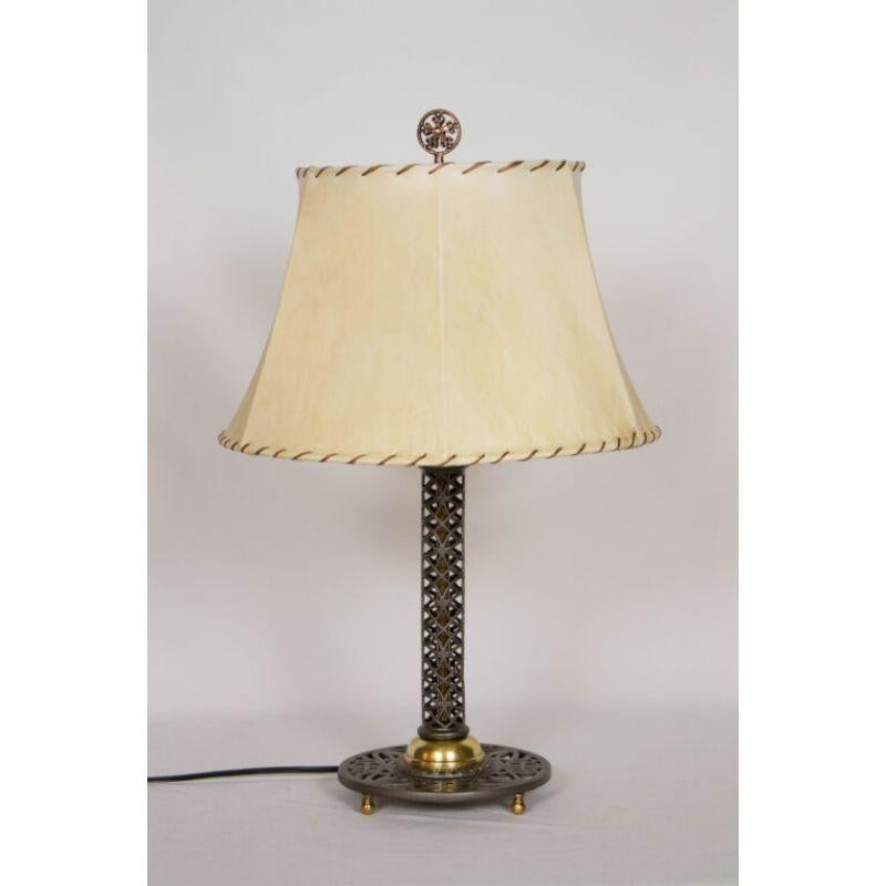 19th Century Cast Iron and Brass Filigree Lamp For Sale