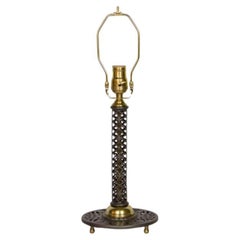 Antique Cast Iron and Brass Filigree Lamp