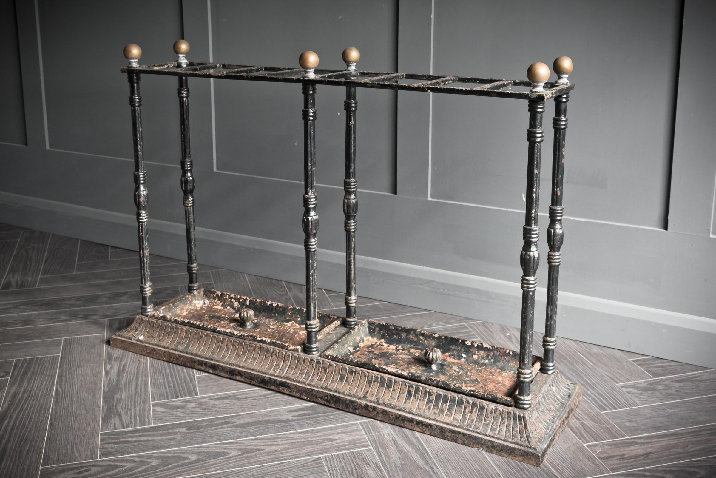 Cast Iron and Brass Umbrella Stand in Coalbrooke Dale Style In Good Condition For Sale In Alton, GB