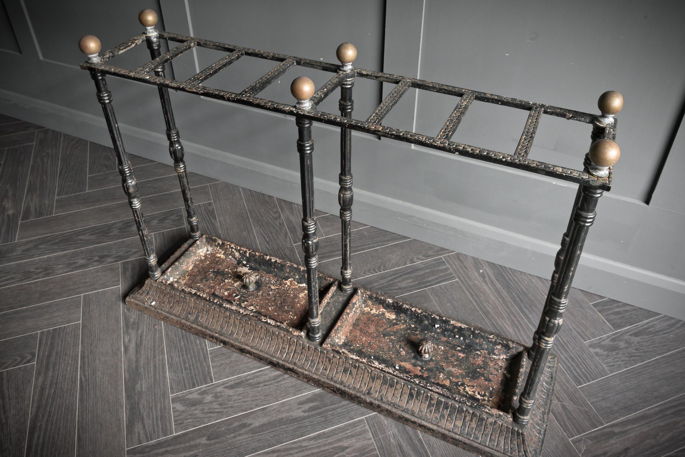 Cast Iron and Brass Umbrella Stand in Coalbrooke Dale Style For Sale 4