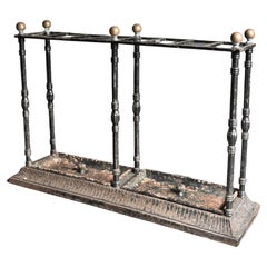Antique Cast Iron and Brass Umbrella Stand in Coalbrooke Dale Style