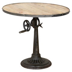 Cast Iron and Hardwood Adjustable Table, 20th Century