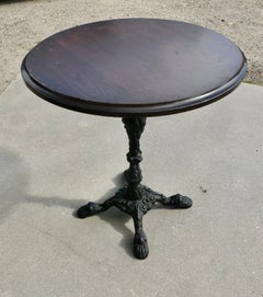 Cast Iron and Oak Pub Table Garden Table, 1 of 5