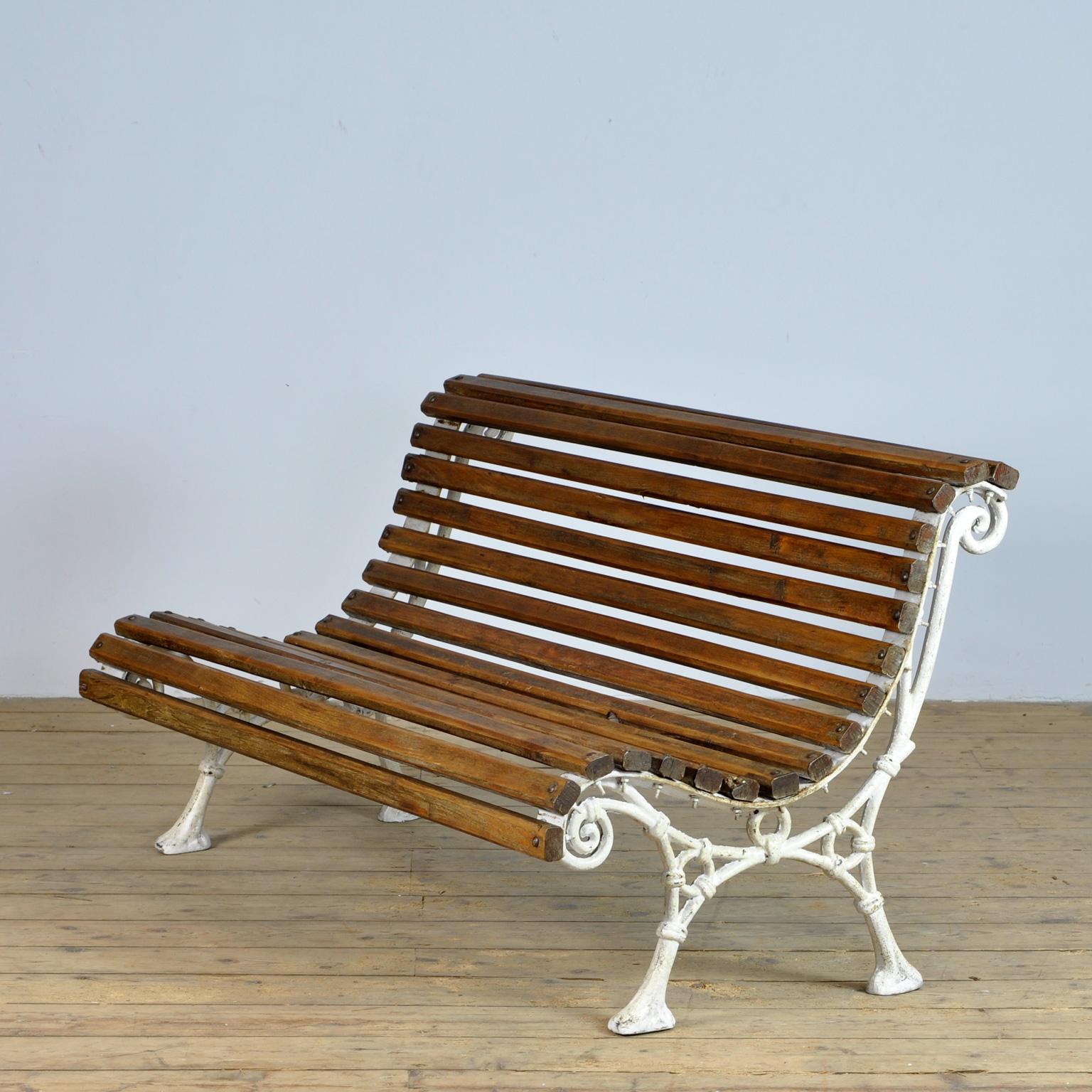 French Cast Iron and Pine Garden Bench, 1920's