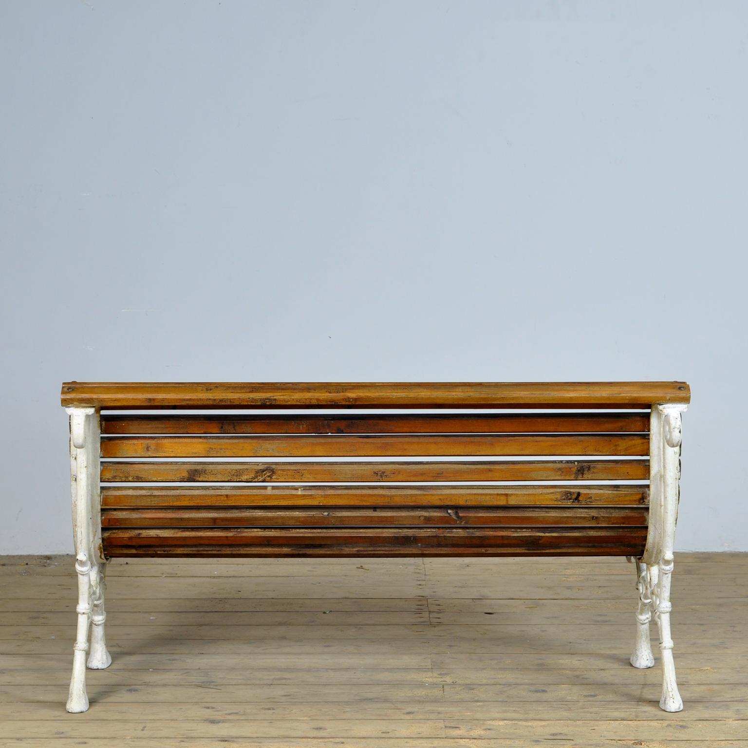 Early 20th Century Cast Iron and Pine Garden Bench, 1920's