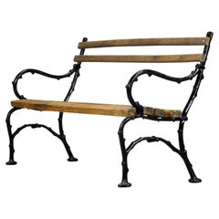 Vintage Cast Iron and Pine Garden Bench, 1930's