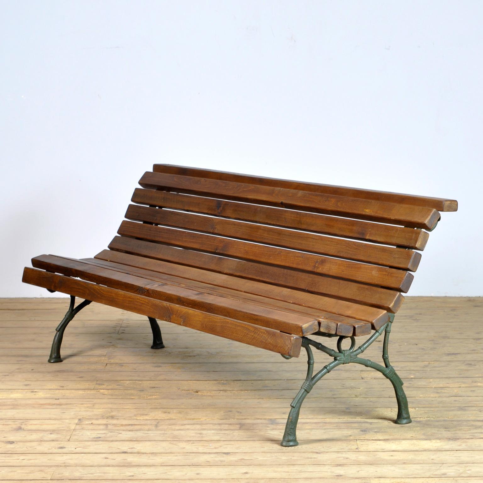 Neoclassical Cast Iron and Pine Garden Bench, 1940's