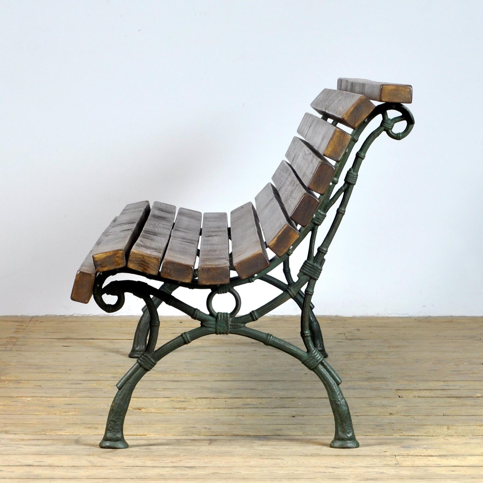 Cast Iron and Pine Garden Bench, 1940's In Good Condition In Amsterdam, Noord Holland