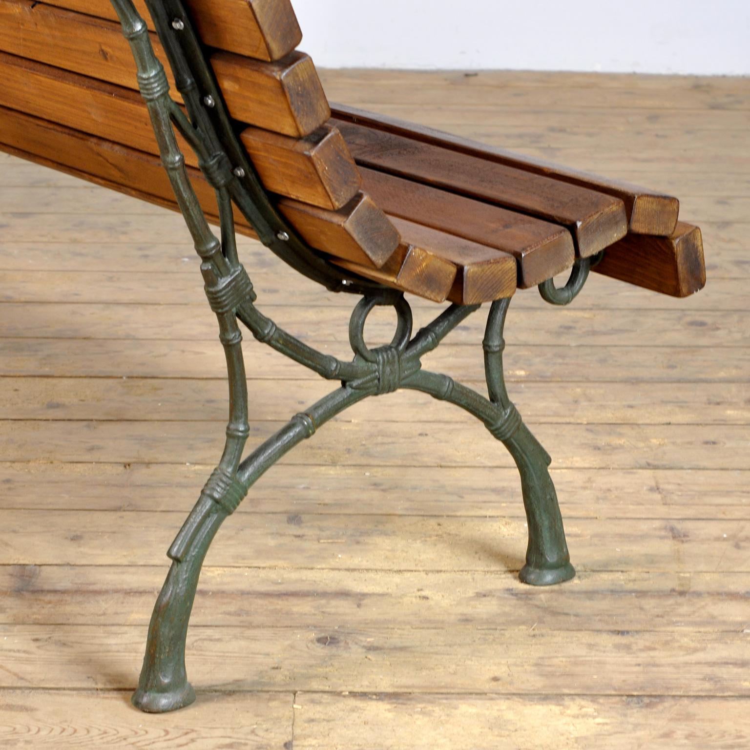 Cast Iron and Pine Garden Bench, 1940's 2