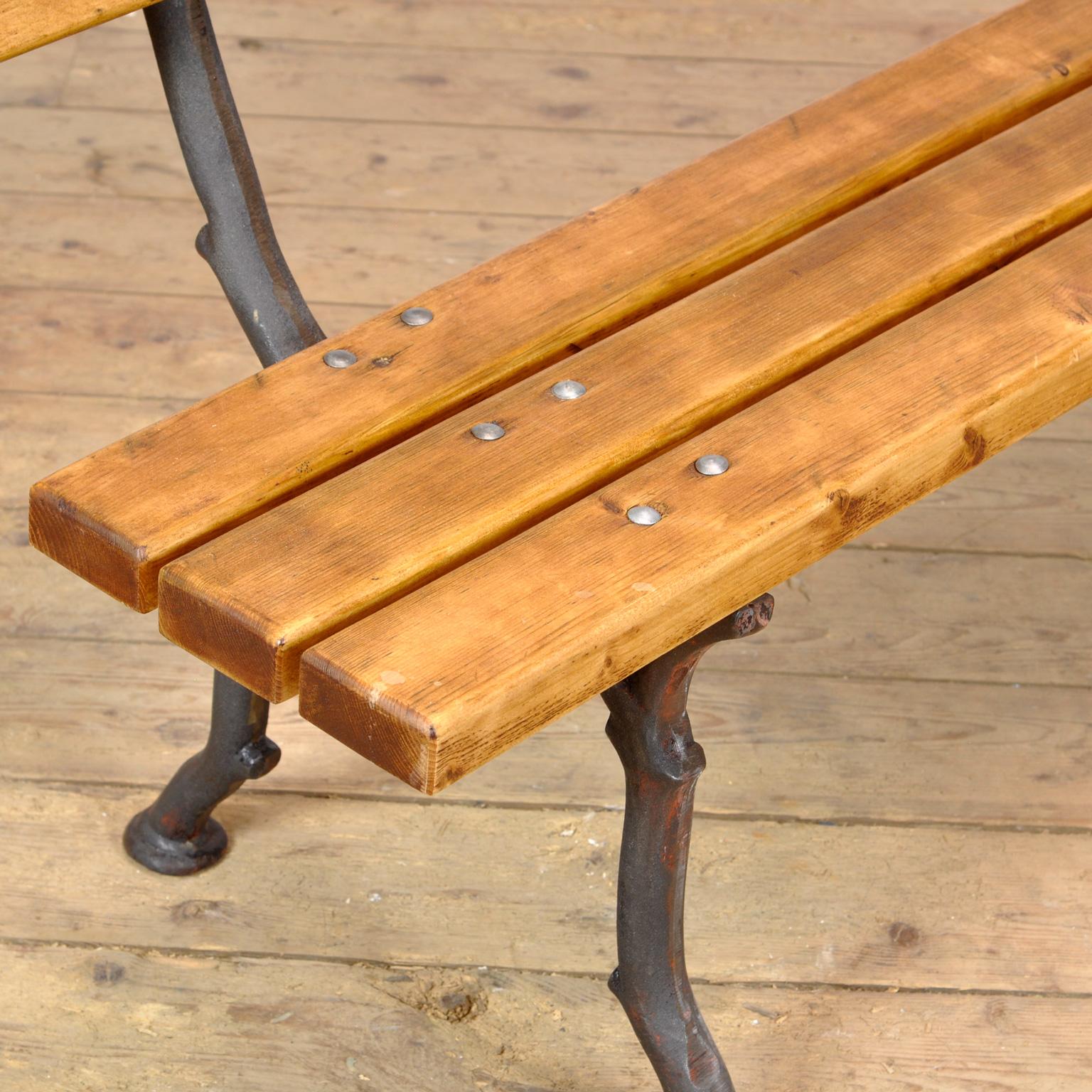 Cast Iron And Pine Garden Bench, circa 1900 For Sale 4
