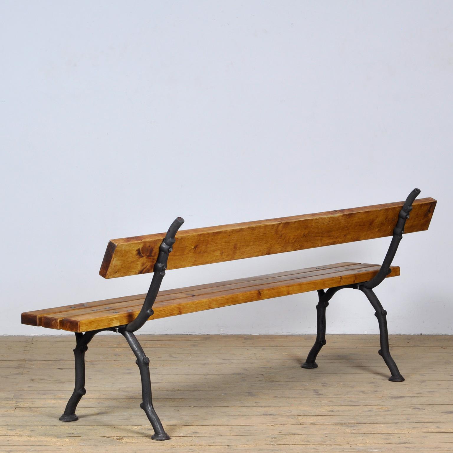 Cast Iron And Pine Garden Bench, circa 1900 For Sale 4
