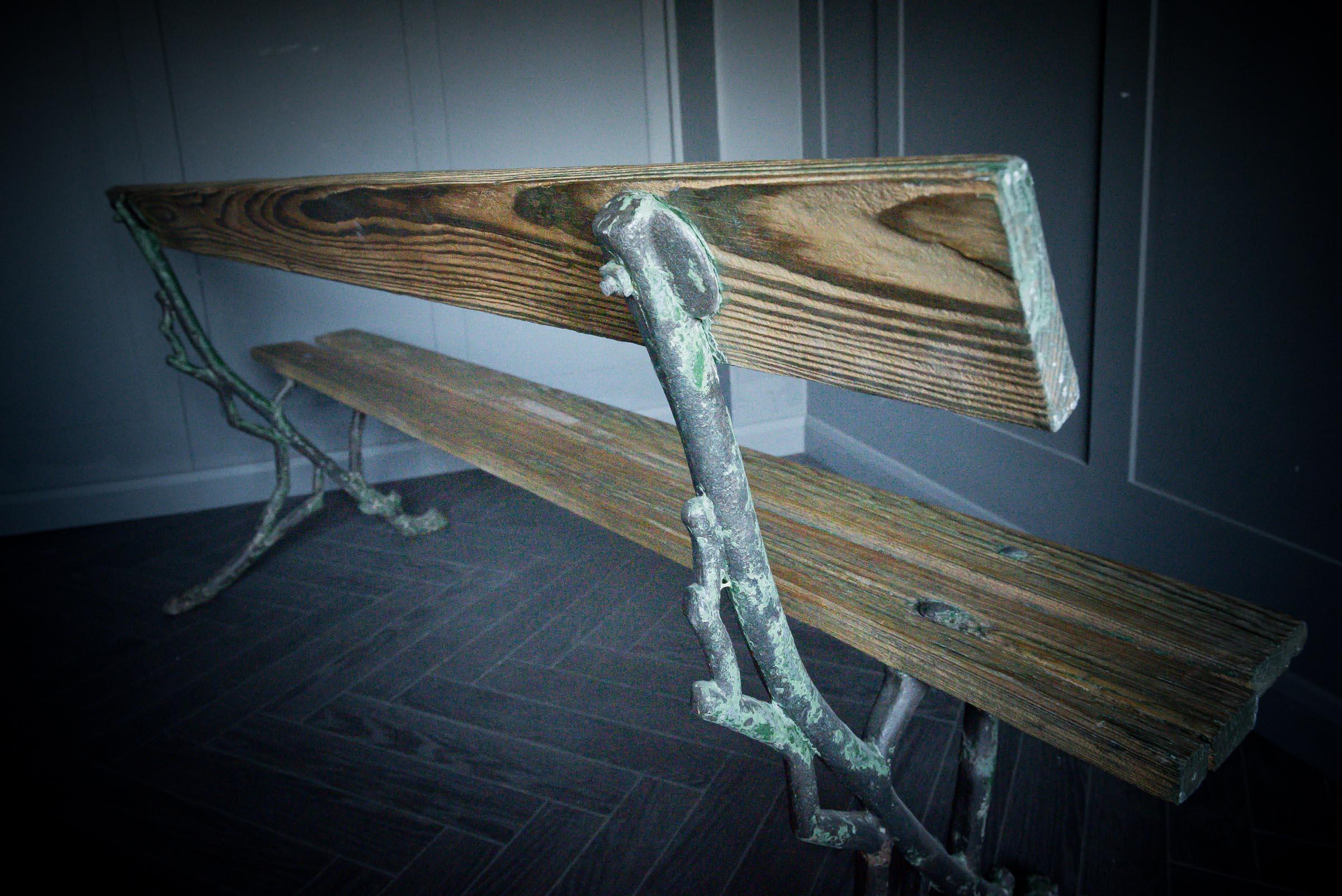 Cast Iron and Pitch Pine Faux Bois Garden Bench 2