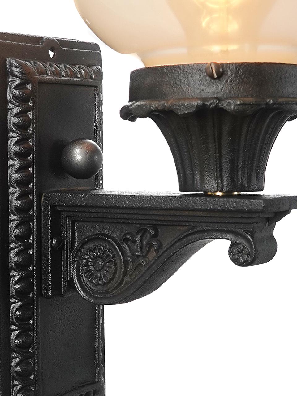 American Cast Iron and Vaseline Glass Sconces For Sale