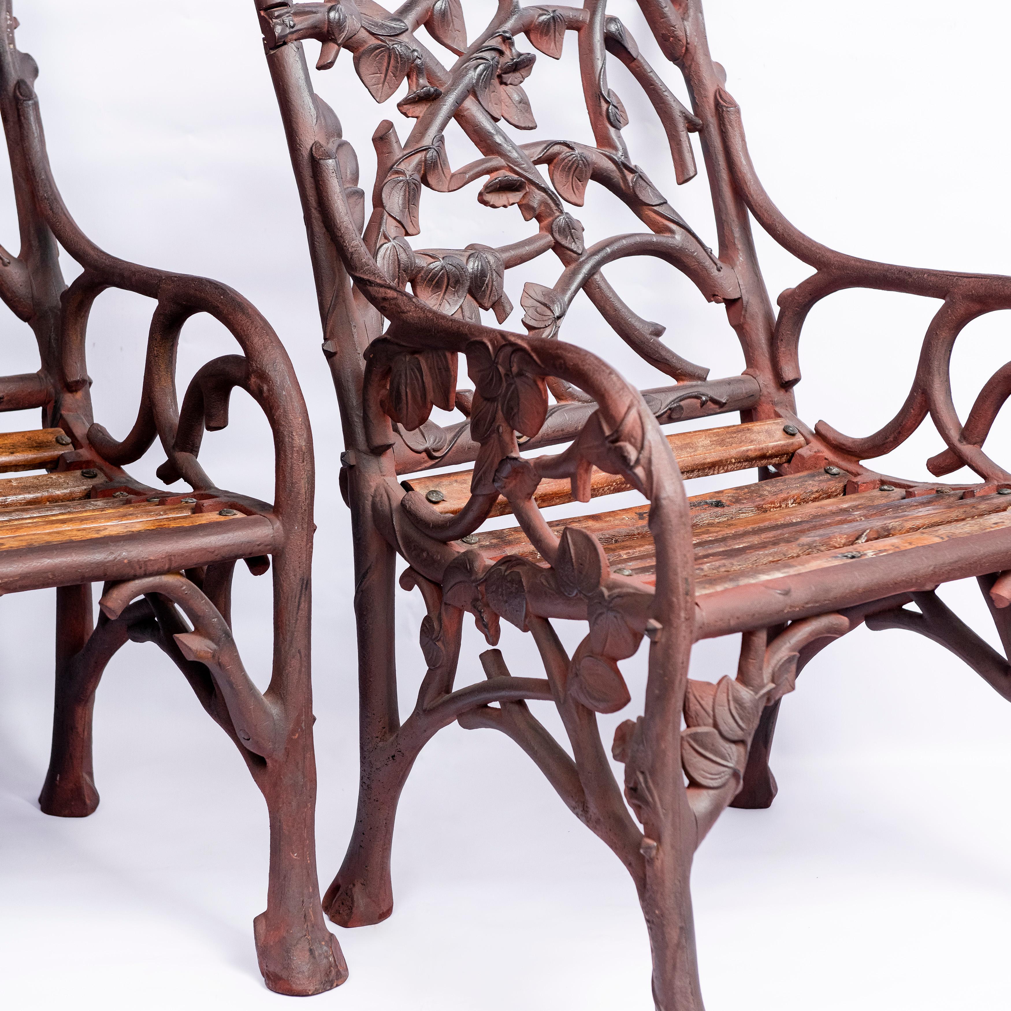 Cast Iron and Wood Garden Furniture Set, England, Late 19th Century For Sale 5