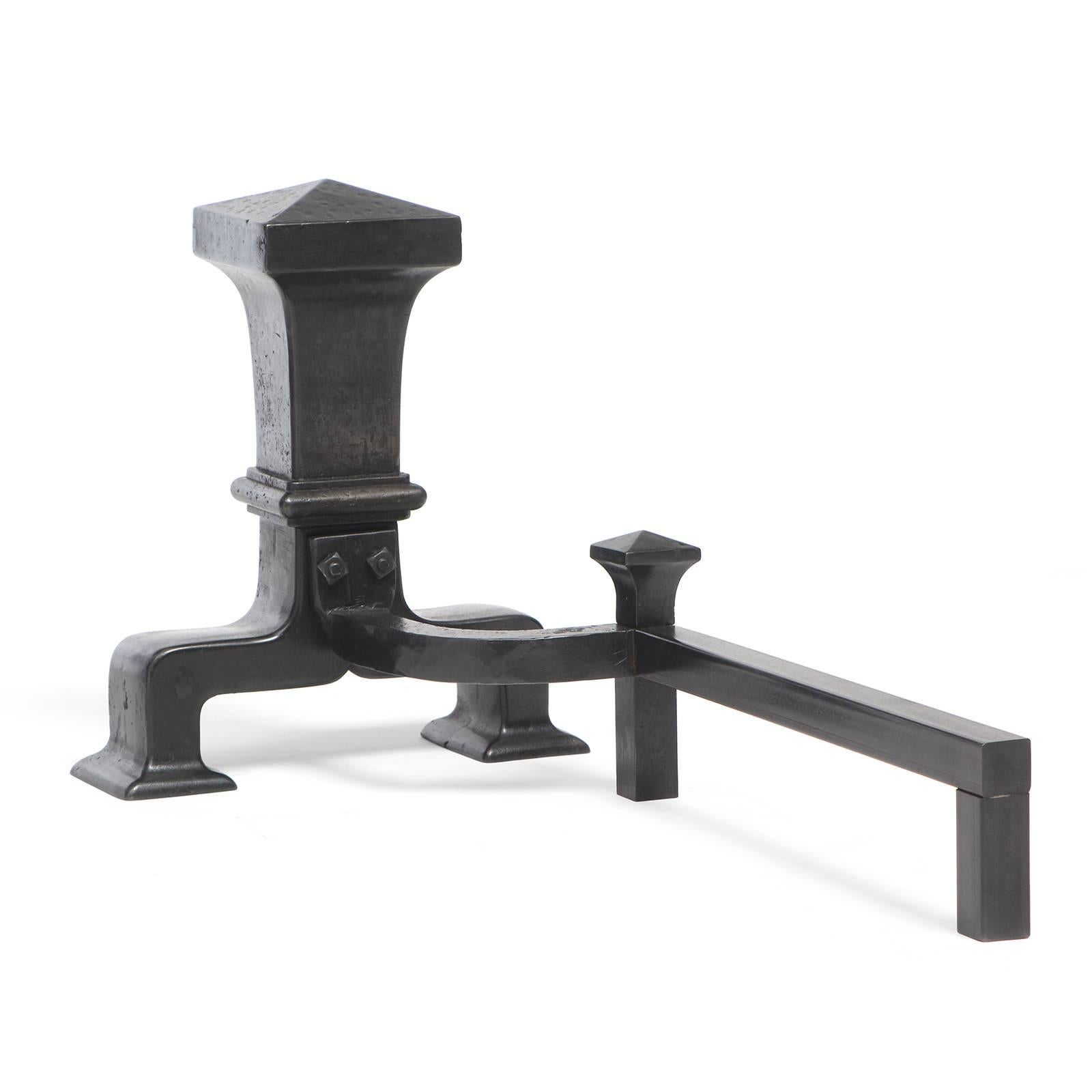 Arts and Crafts Cast Iron Andirons from USA For Sale