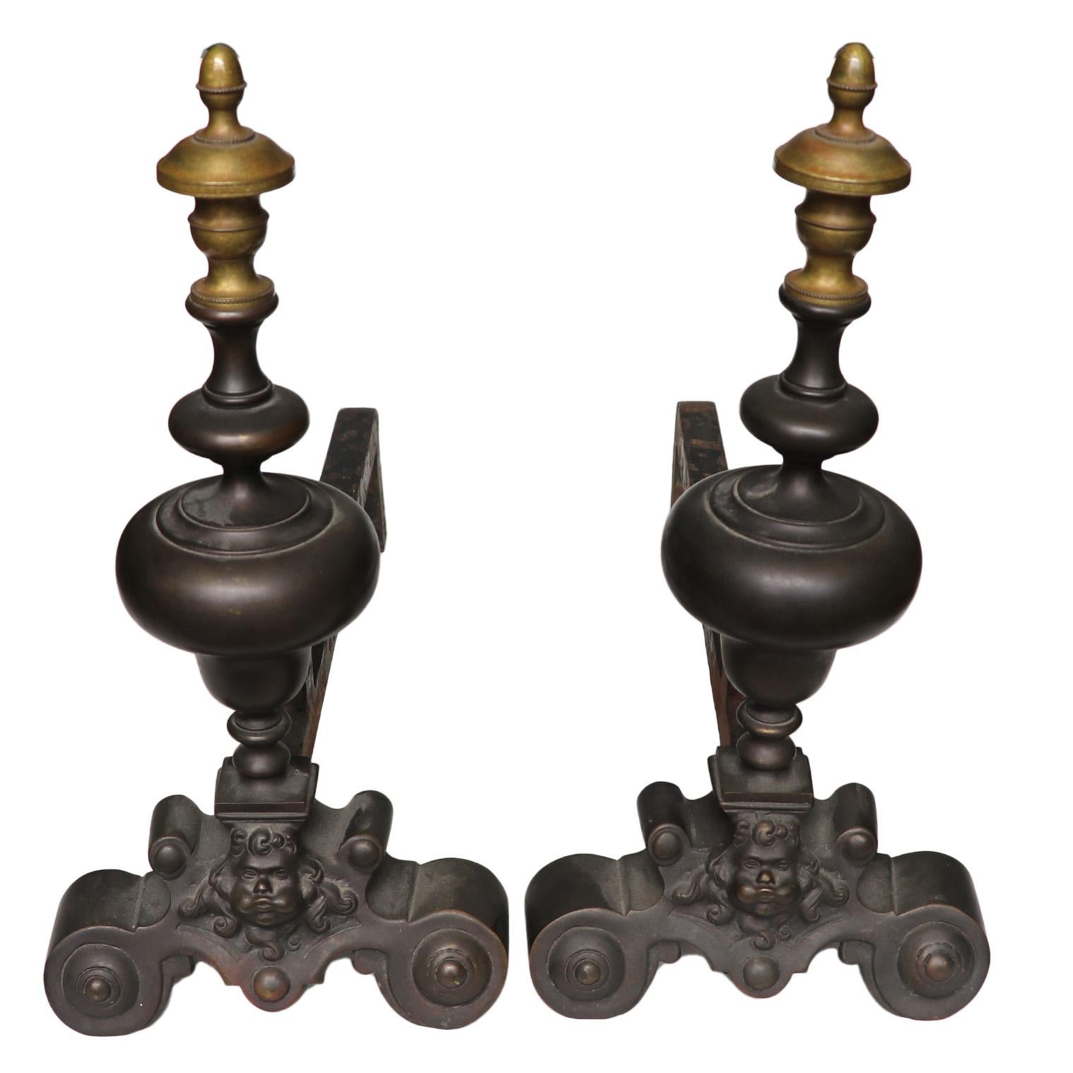 A pair of French cast iron andirons. Each: 7.25