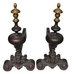 Cast Iron Andirons, Pair