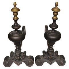 Used Cast Iron Andirons, Pair