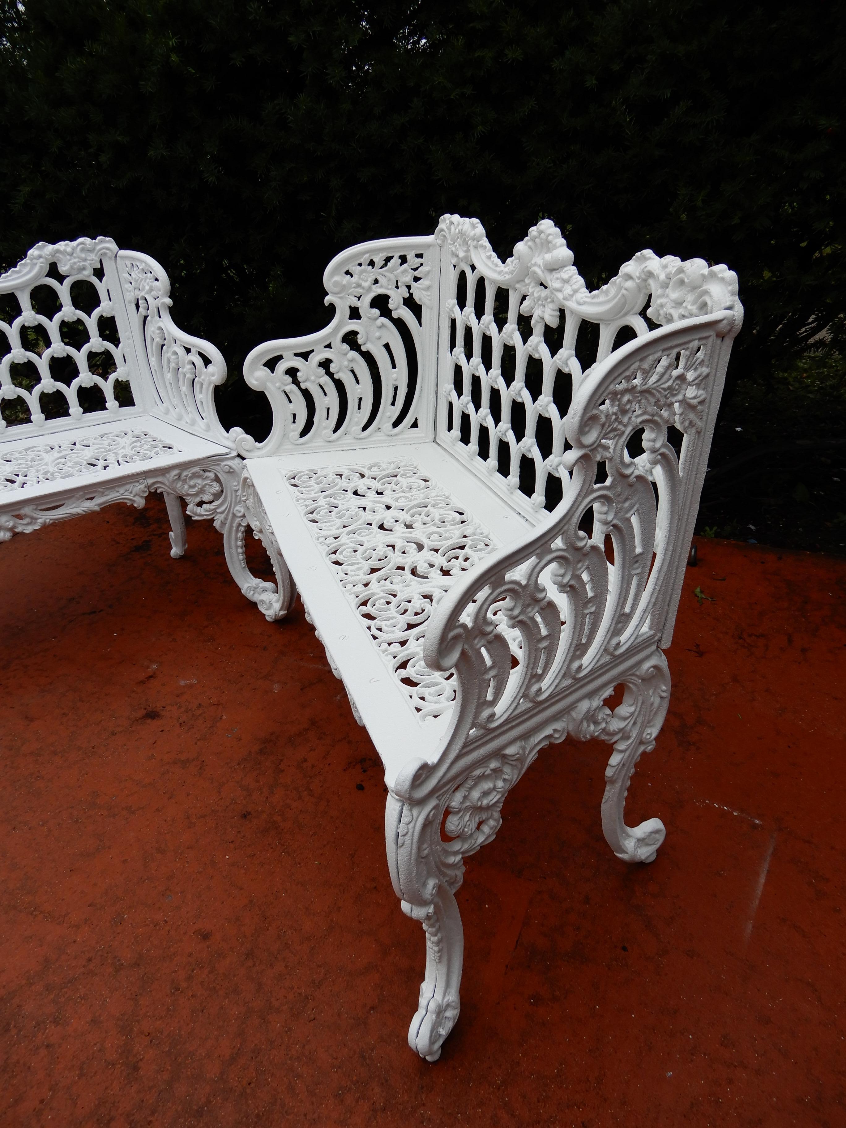 American Cast Iron Antique Gothic White House Garden Benches