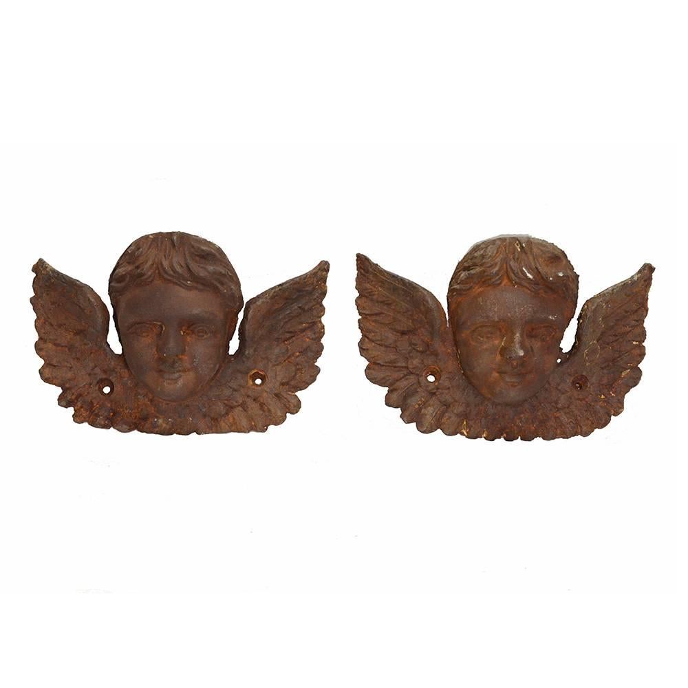 Cast Iron Architectural Cherubs, Set of Two For Sale