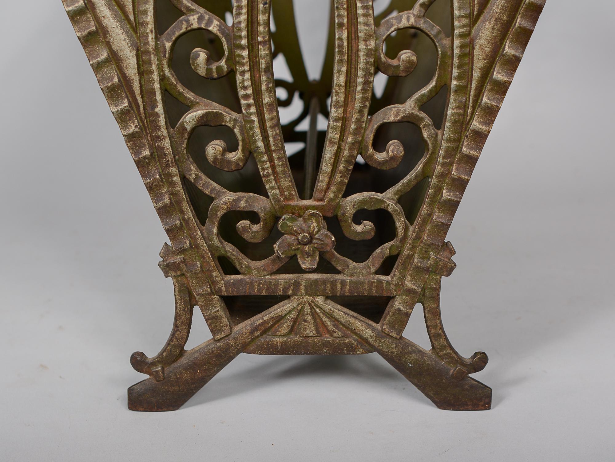 Cast Iron Art Deco Magazine Rack or Holder by Verona For Sale 5