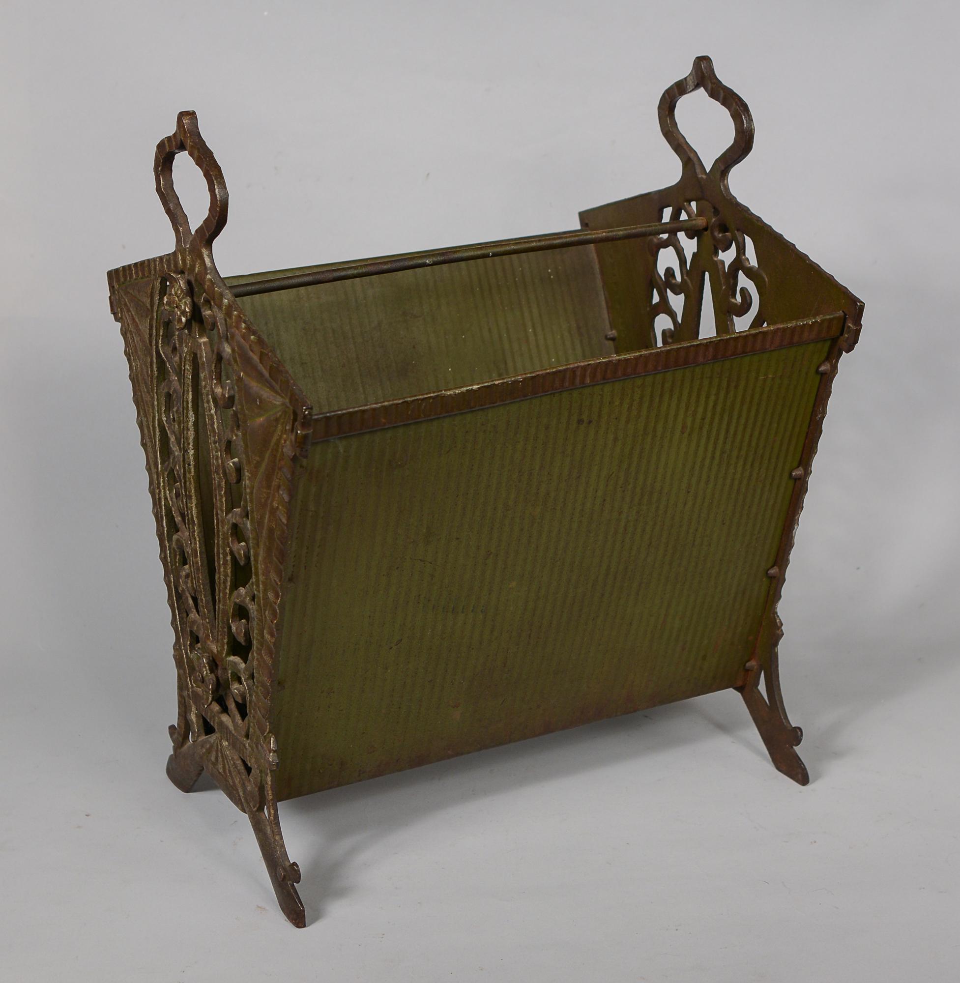 Cast Iron Art Deco Magazine Rack or Holder by Verona For Sale 6