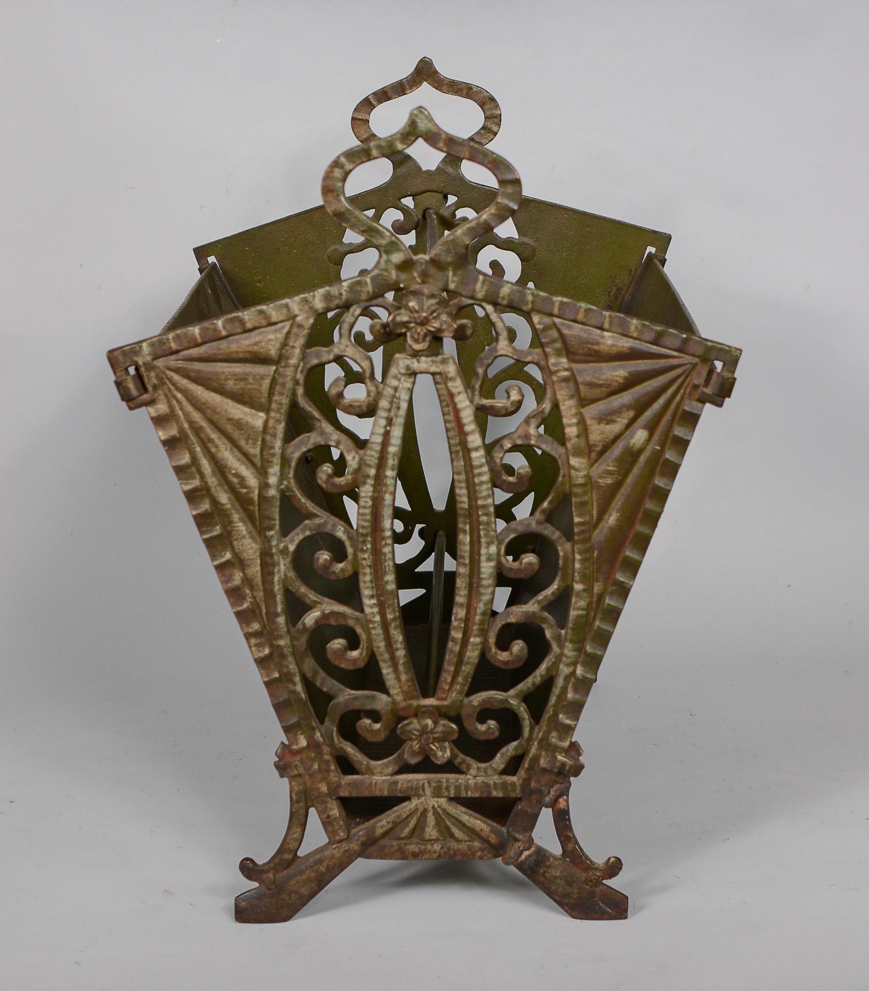 Mid-20th Century Cast Iron Art Deco Magazine Rack or Holder by Verona For Sale