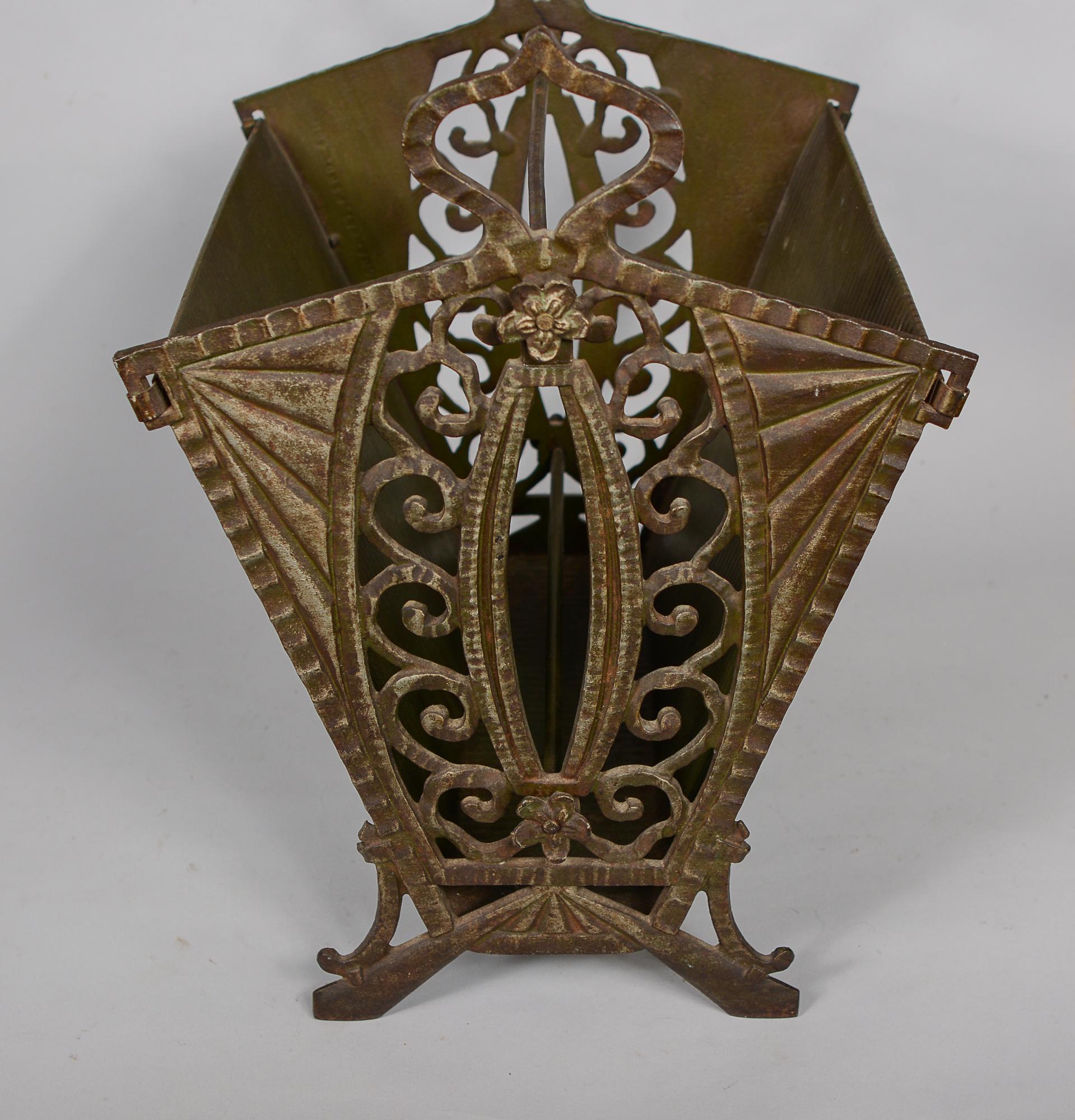 Cast Iron Art Deco Magazine Rack or Holder by Verona For Sale 4