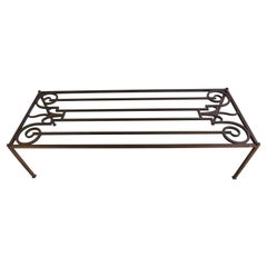 Cast Iron Art Deco Style Coffee Table with Glass Top