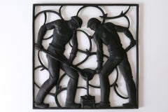 Cast Iron Art Deco Wall Relief „Unsere Arbeit“ by Heinrich Moshage 1929 Germany