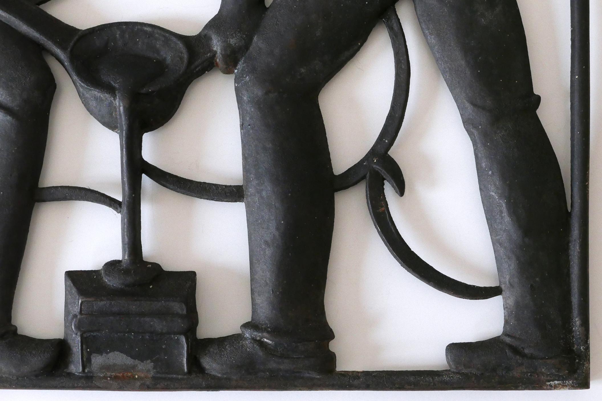 Cast Iron Art Deco Wall Relief „Unsere Arbeit“ by Heinrich Moshage 1929 Germany For Sale 2