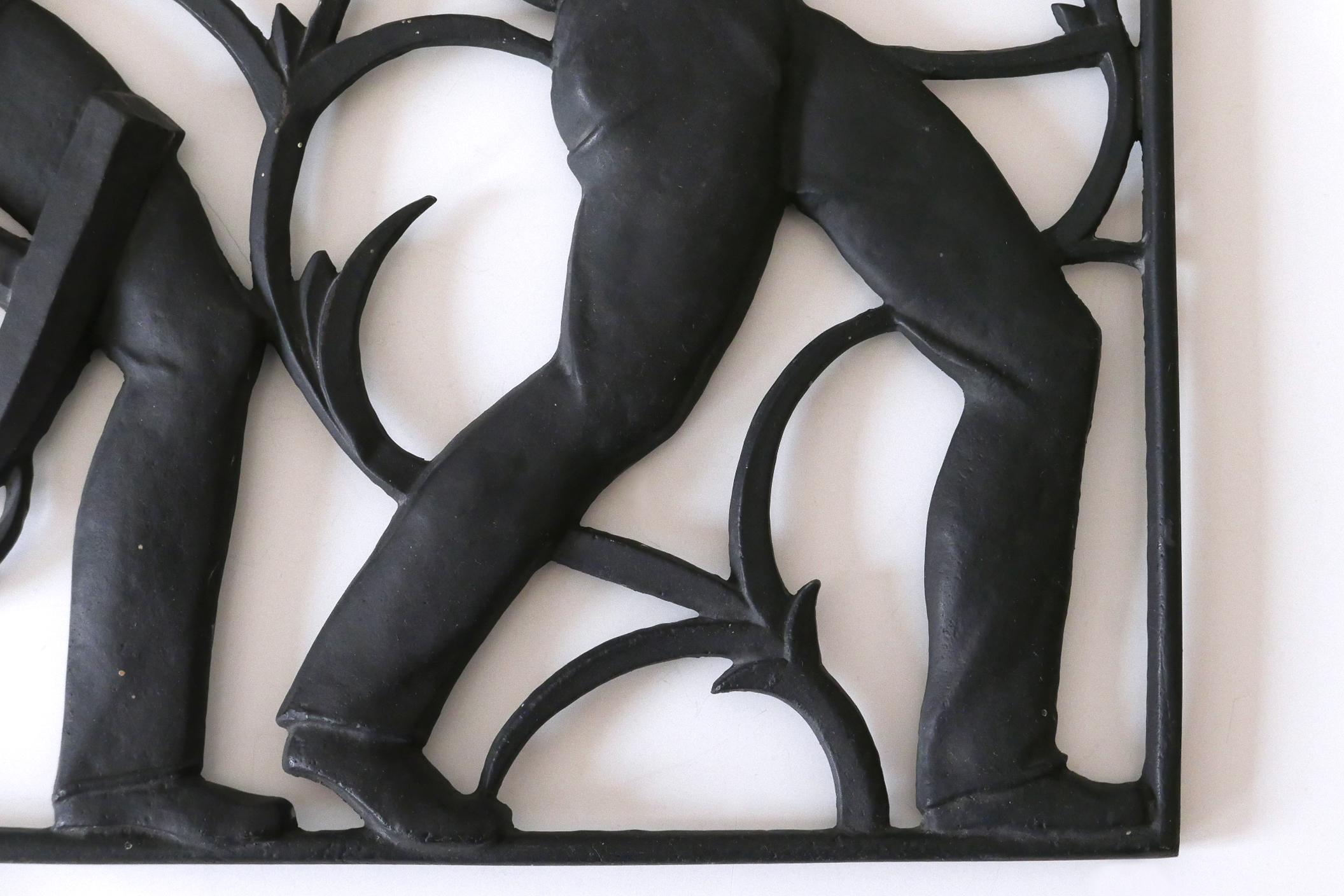 Cast Iron Art Deco Wall Relief „Unsere Arbeit“ by Heinrich Moshage 1929 Germany For Sale 2