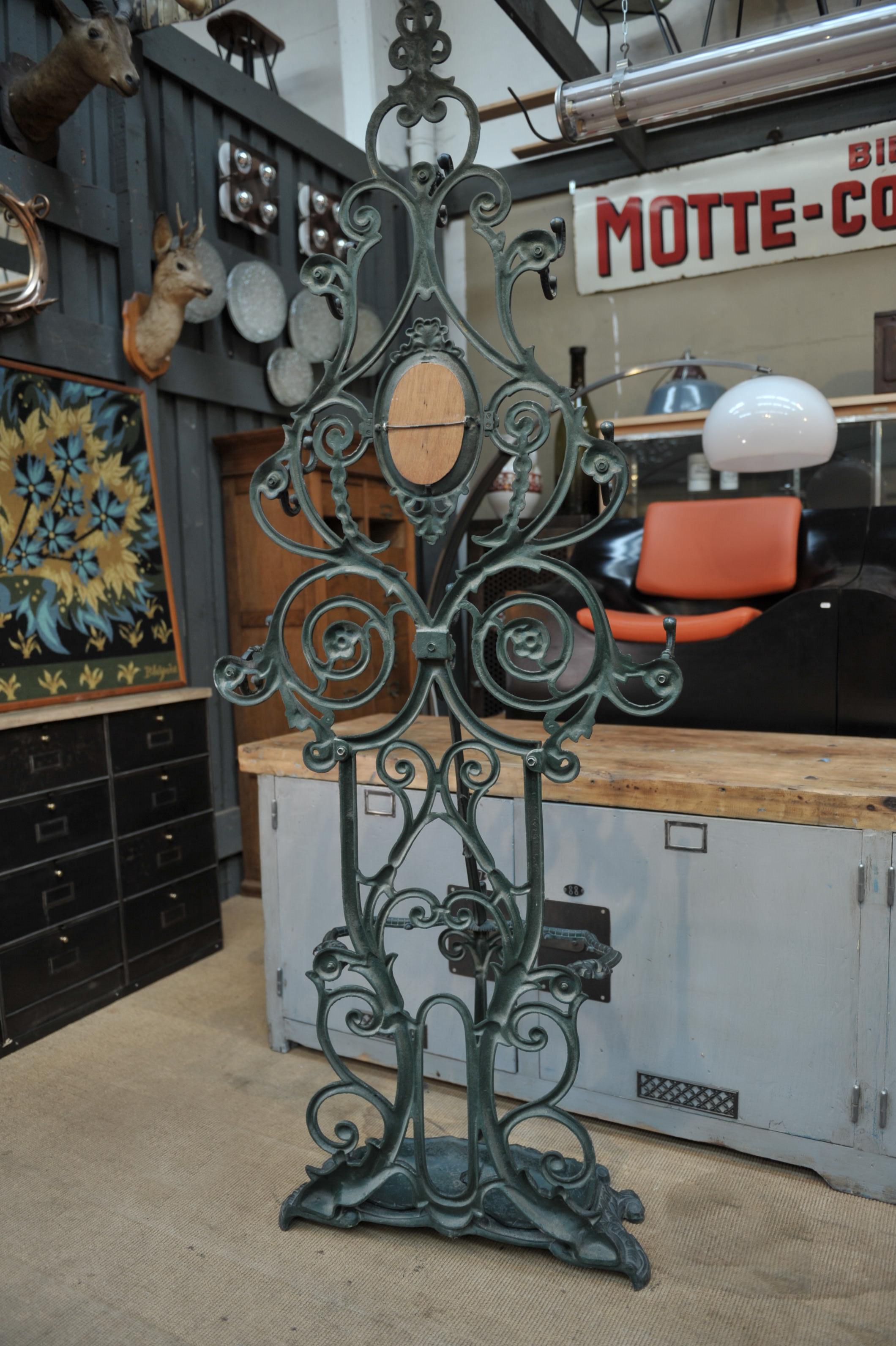 Cast Iron Art Nouveau Style Coat Rack and Umbrella Stand For Sale 1